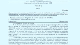 Simulare BAC 2023 Istorie.