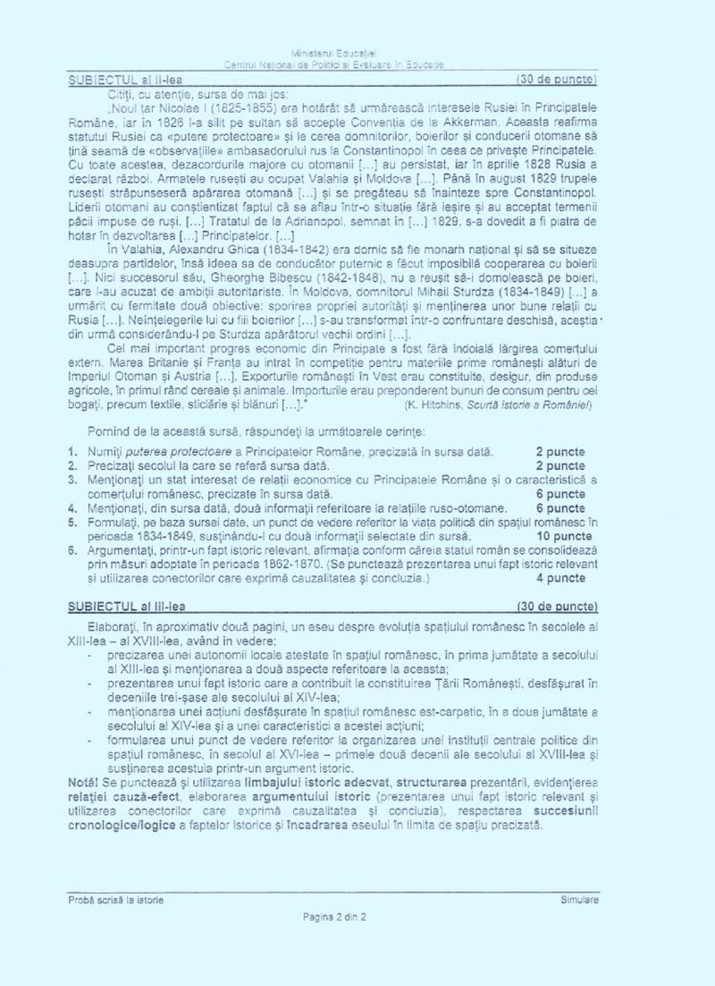 Subiecte simulare BAC 2023 Istorie: Subiectul care îi pune în încurcătură pe elevi