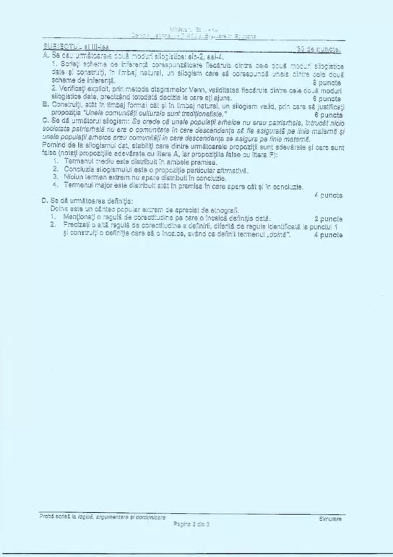 Barem simulare Logică BAC 2023. Cum îți calculezi nota