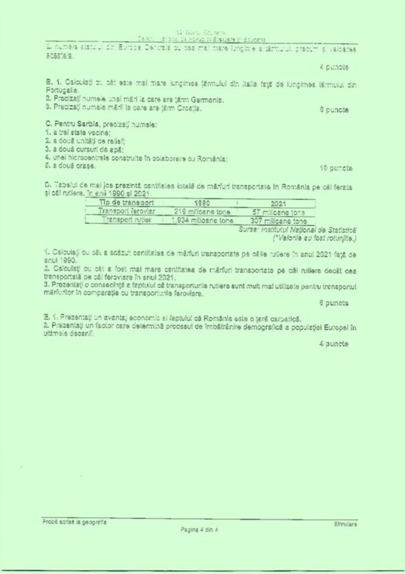 Barem simulare Geografie BAC 2023. Cum au fost punctate subiectele