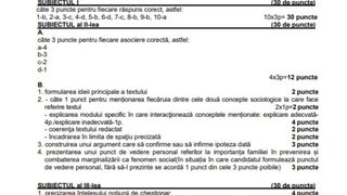 Barem simulare Sociologie BAC 2023. Vezi cum s-au punctat subiectele 