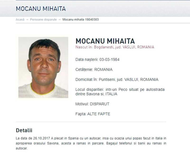 Mihăiță a dispărut acum șase ani. Nimeni nu mai știe nimic de el din momentul în care autocarul în care se afla a făcut un popas