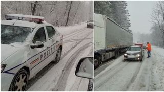 VIDEO/ FOTO - Trafic blocat pe DN1 ȘI DN73A din cauza ninsorilor abundente