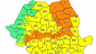 HARTĂ - Vortex polar peste Rom&acirc;nia. ANM: &bdquo;Cod portocaliu și Cod galben de ninsori si viscol&rdquo;