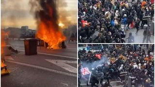 VIDEO: Incendieri și manifestații agresive pe străzile din Franța