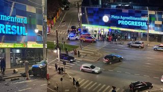 Accident rutier în Capitală. Un șofer a intrat cu mașina într-o farmacie