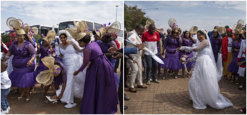 Miresele pentru prima dată au purtat rochii albe tradiționale.