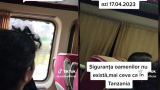 VIDEO: Scene de coșmar pentru pasagerii unui microbuz cu destinația Salina Slănic!  Unul dintre geamuri s-a spart în mers