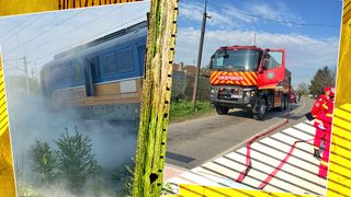Incendiu puternic la locomotiva unui tren de marfă. Personalul feroviar a fost evacuat