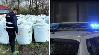 Polițiștii din Botoșani au descoperit 80 de tone de îngrășământ depozitat ilegal, lângă o curte