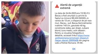 Poliția caută un copil de 13 ani, dispărut de acasă