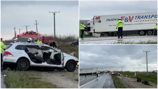 Accident rutier grav la ieșire din Timișoara, spre autostrada A1. Două persoane au fost declarate decedate
