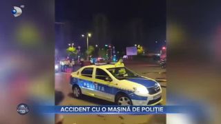 VIDEO- O autospecială a Poliție a fost implicată într-un accident, pe Calea 13 Septembrie. Doi agenți au fost transportați la spital