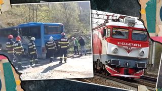 Un autocar cu copii a rămas blocat pe un pasaj de cale ferată. Trenurile au fost oprite