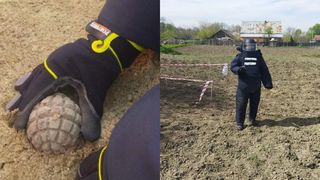 Doi agricultori au sunat la 112 să anunțe că au găsit o grenadă și un proiectil pe câmp