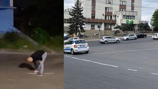 VIDEO |Un instructor auto a vopsit marcajele dintr-o intersecție, de unul singur. El voia doar să-și ajute elevii