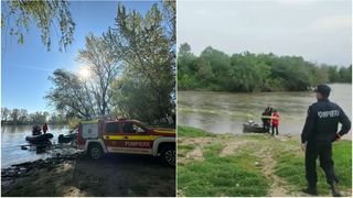 VIDEO - Trupul unui bărbat, dat dispărut după ce o barcă s-a răsturnat în Mureș, a fost găsit în apele râului. Doi copii încă sunt căutați de autorități