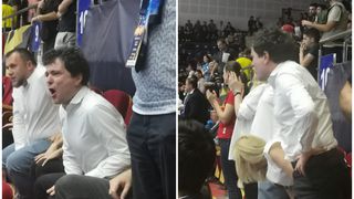 VIDEO: Nicuşor Dan, filmat în timp ce huiduie la meciul de handbal dintre CSM Bucureşti şi Esbjerg