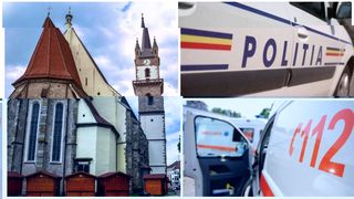 Un bărbat a ajuns la spital, după ce a căzut de pe schela montată pe Biserica Evanghelică din Bistrița. În ce stare se află acum