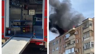 Incendiu la acoperişul unui bloc din Haţeg: o persoană a fost intoxicată cu fum