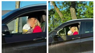 FOTO- Imagini revoltătoare surprinse pe DN 1: o femeie se afla la volan cu un copil mic în brațe