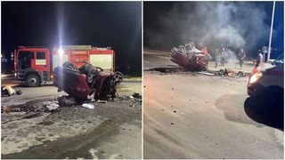 FOTO/VIDEO - Accident rutier grav. Un bărbat a murit, după ce s-a răsturnat cu mașina, în Năvodari