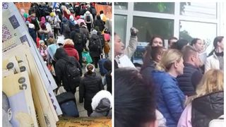Sute de ucraineni stau zi de zi la coadă pentru a se angaja în România
