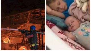 FOTO: Imagini emoționante cu copii care dorm în cadă în timpul atacului cu rachete din Kiev