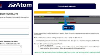 Interfața la prima rulare a programului și durata din fereastra de examen.