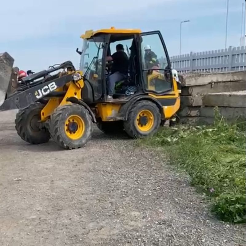 FOTO/VIDEO - Imagini emoționante! Un cățeluș a fost la un pas să moară, blocați între plăci de beton, în Constanța. El a fost salvat de pompieri