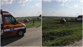 Accident cu o autoutilitară și o căruță, pe raza localității Prăjeni. Doi bărbați au fost grav răniți