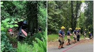 Un sistem de fr&acirc;nghii a fost pus la punct pentru a-l urca pe Sansbury pe versantul abrupt al dealului.