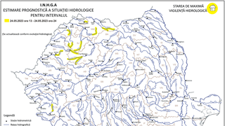 Cod galben de viituri în zece bazine hidrografice. Avertizarea este valabilă până la miezul nopții