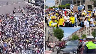 Maşina Prefecturii din Cluj, atacată de dascălii furioşi care au ieşit să protesteze în stradă