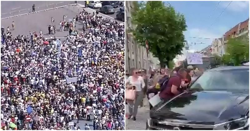 Din cauza căldurii din București, unei femei i s-a făcut rău în timp ce protesta în Piața Victoriei.