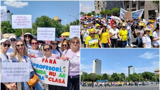 Peste 10.000 de profesori au protestat în Piața Victoriei.