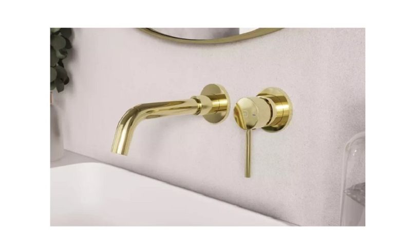 Baterie lavoar incastrata FDesign Flusso auriu lucios cu corp ingropat - Neakaisa