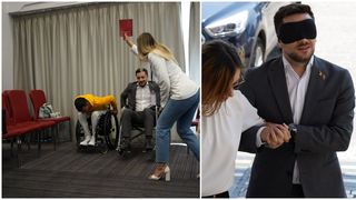 Filip Hav&acirc;rneanu a povestit că s-a chinuit să urce pe o bordură pentru a &icirc;nțelege prin ce trec oamenii cu probleme locomotorii.