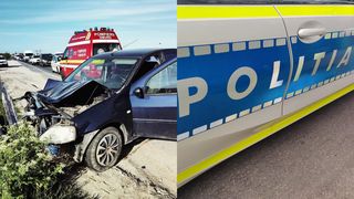 Grav accident rutier pe DN6. Trei mașini s-au ciocnit violent