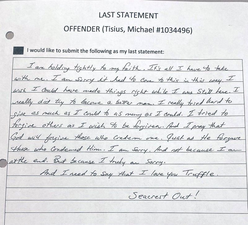 FOTO - Ultimul bilet lăsat de un deținut, înainte să fie executat. Mesajul șocant: „Îmi pare rău, și nu pentru că mă aflu la sfârșit”