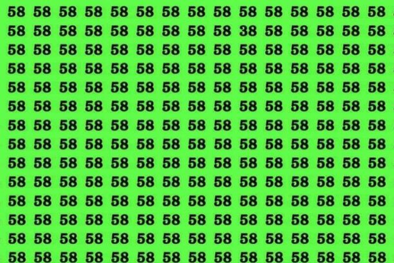 Poí găsi numărul diferit în tabelul plin de 58? test iq