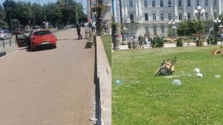 Femeie spulberată de pe banca din fața Primăriei Arad de o mașină