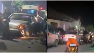 VIDEO - Tânără cu un pistol în maşină, accident grav filmat de o cameră de supraveghere, în Orşova