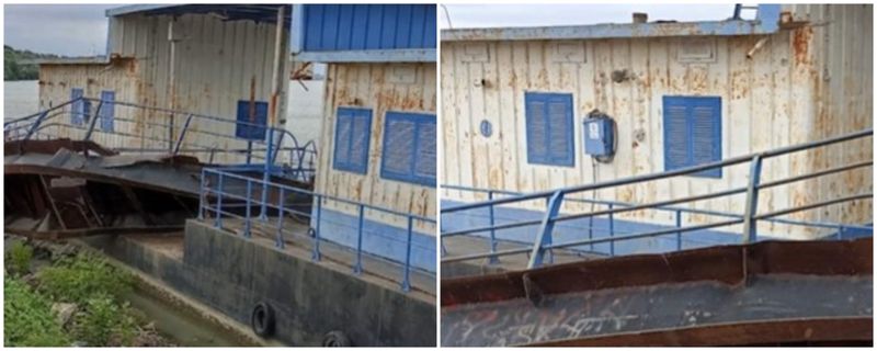 Impactul a fost atât de puternic, încât ambarcațiunea Poliției de Frontieră a fost proiectată sub ponton.