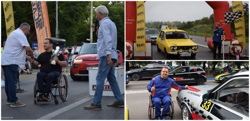 Cătălin pilotează o mașină care are toate comenzile adaptate exclusiv pentru membrele superioare.