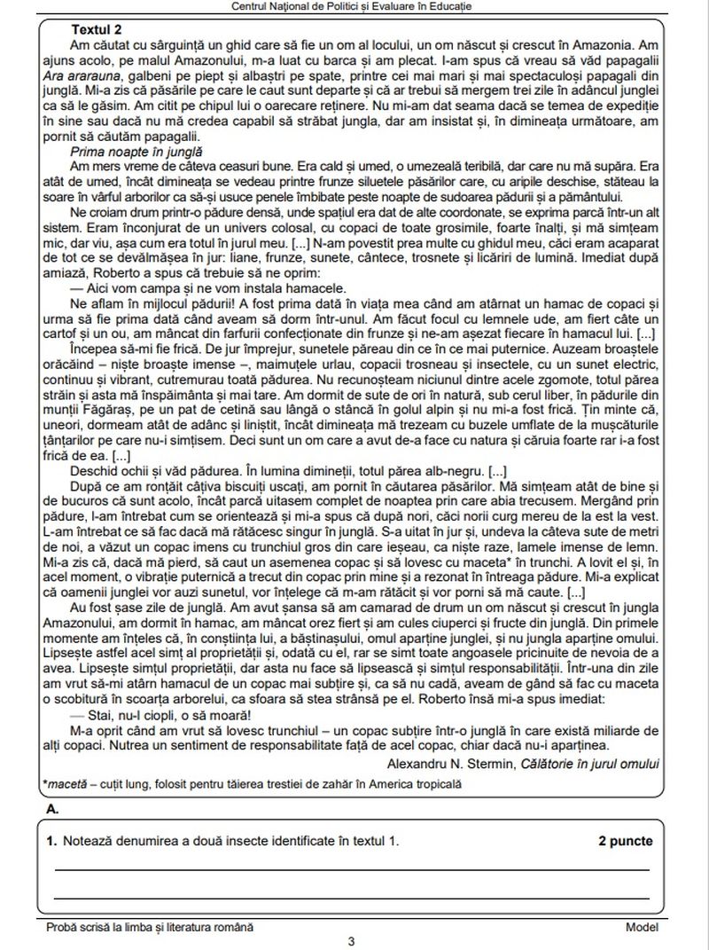 Edu.ro Subiecte Română Evaluare Națională 2023. 