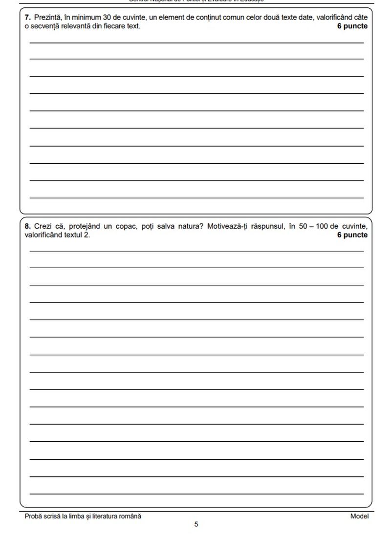 Edu.ro Subiecte Română Evaluare Națională 2023. 