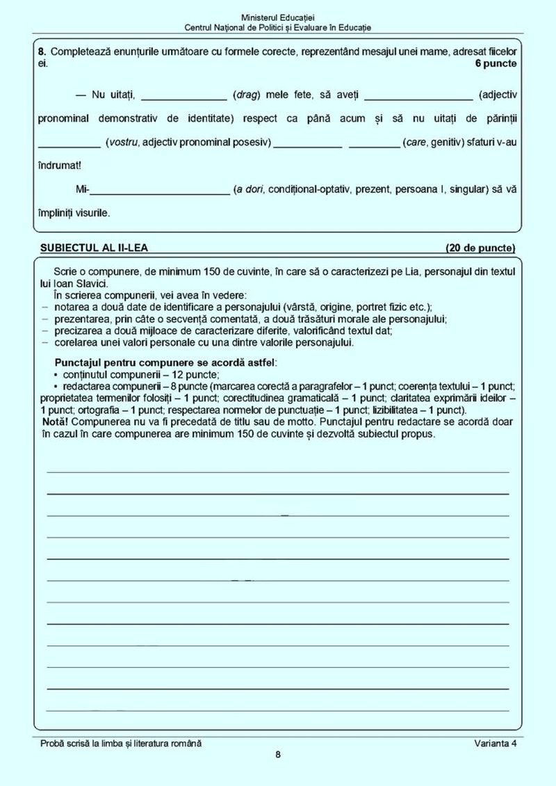 Barem Română Evaluare Națională 2023. Iată cum poți obține nota maximă!