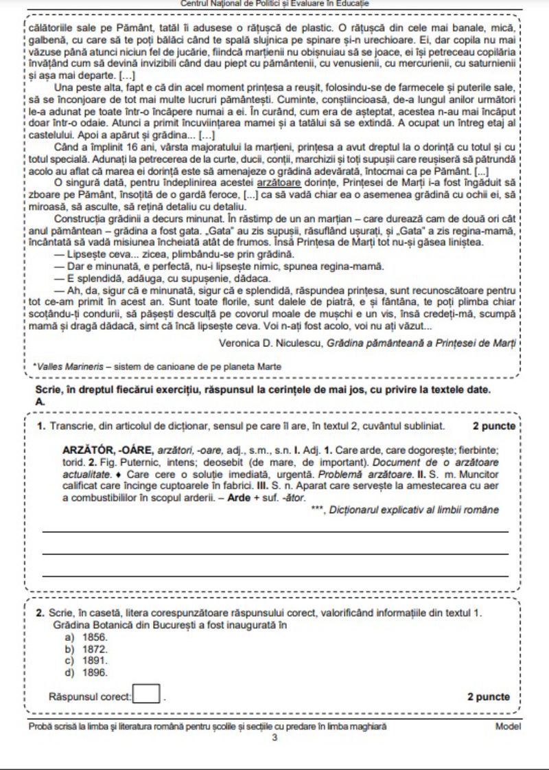 Subiecte Edu.ro 2023 Română. Teste de antrenament pentru elevii care se pregătesc de Evaluarea Națională!