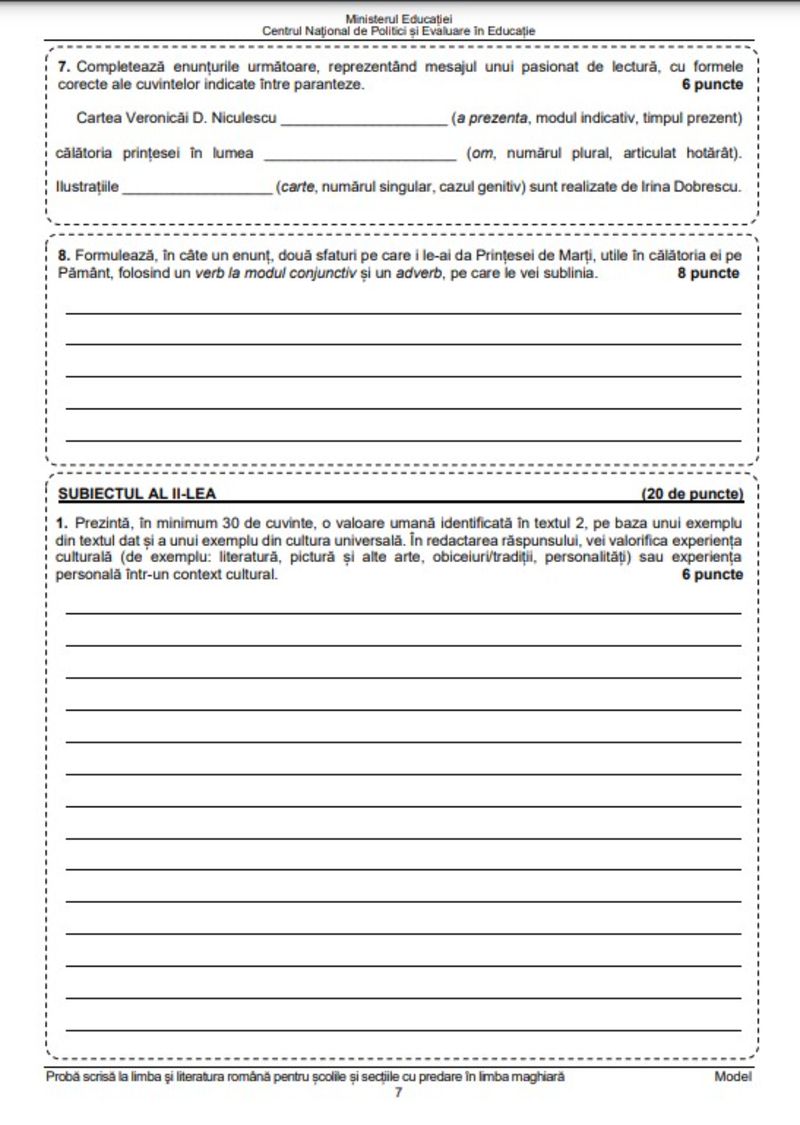 Edu.ro Barem Română Evaluare Națională 2023. Cum se rezolvă corect subiectele de la examenul de clasa a VIII-a?